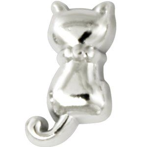 Silver Kitty Floating Charm